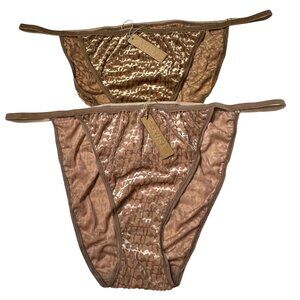 SKIMS Burnout Velvet String‎ Bikini Brief Chai + Sienna 3X